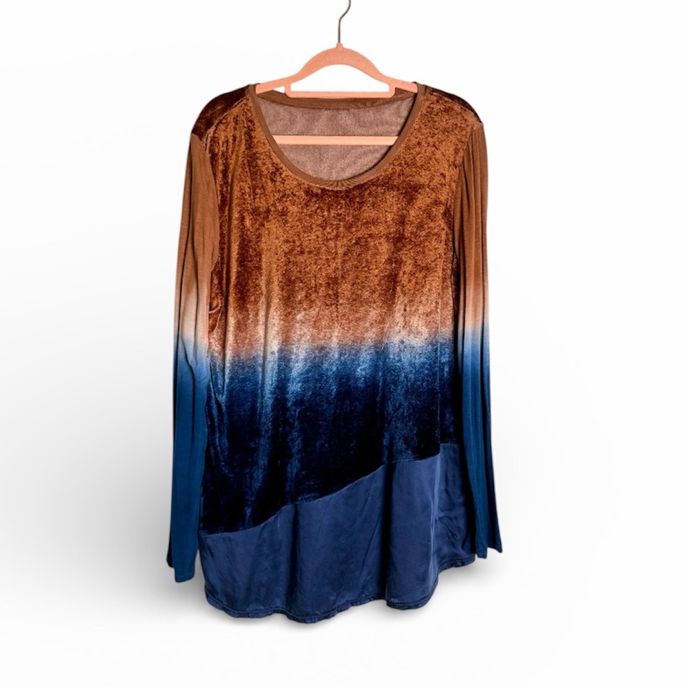 Chico’s Velvet Ombre Pullover Asymmetrical size Large